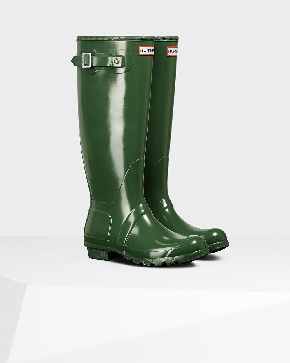 Women Hunter Original Gloss | Tall Rain Boots Green | NZ-48379-MESZ